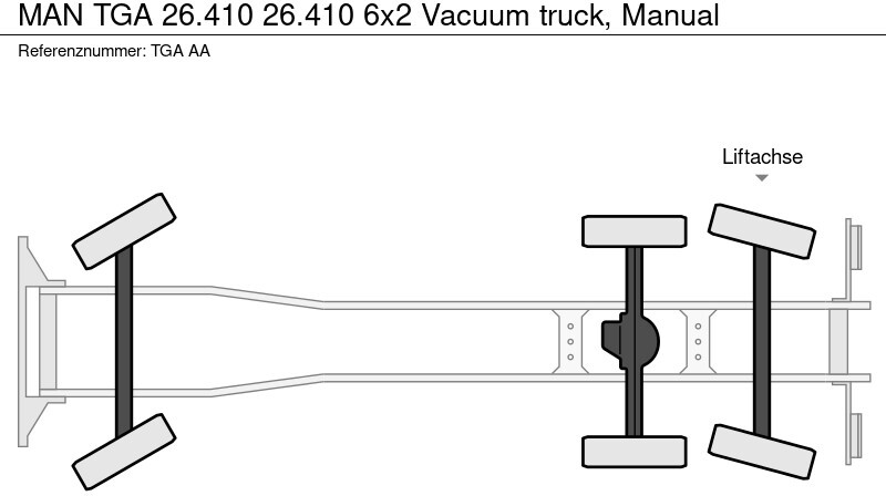 Puhtaanpitoauto MAN TGA 26.410 26.410 6x2 Vacuum truck, Manual: kuva Puhtaanpitoauto MAN TGA 26.410 26.410 6x2 Vacuum truck, Manual