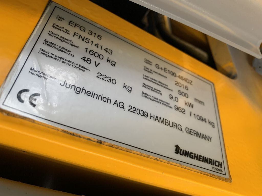 Sähkötrukki Jungheinrich EFG316: kuva Sähkötrukki Jungheinrich EFG316