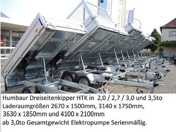 Kippiauto perävaunu Humbaur - HTK2700.31 Alubordwände Elektropumpe