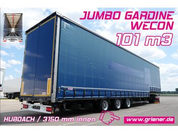 Wecon JUMBO GARDINENSATTEL /MEGA 101m3 /MASCHINENTRANS  - Pressukapelliperävaunu