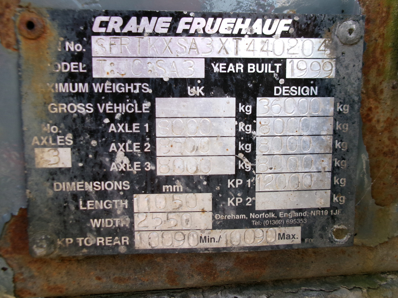Säiliöpuoliperävaunu kuljetusta varten kemikaalit Crane Fruehauf Chemical tank inox 37.5 m3 / 1 comp + pump: kuva Säiliöpuoliperävaunu kuljetusta varten kemikaalit Crane Fruehauf Chemical tank inox 37.5 m3 / 1 comp + pump