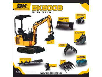 Berger Kraus Mini Excavator BK800B with FULL equipment - Minikuormaaja