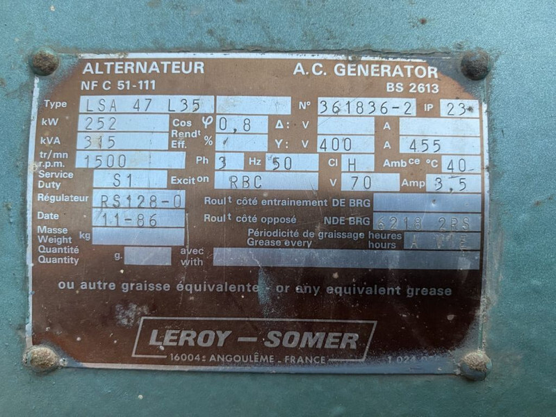 Sähkögeneraattori Perkins Leroy Somer 337 kVA generatorset: kuva Sähkögeneraattori Perkins Leroy Somer 337 kVA generatorset