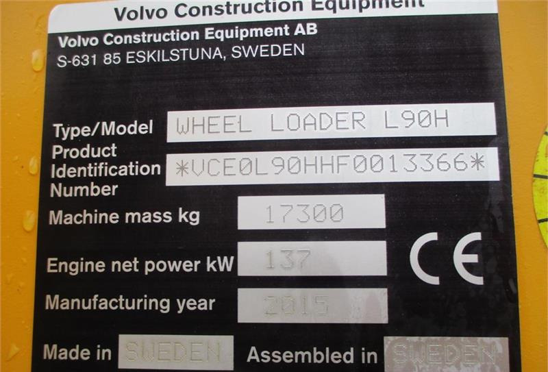 Pyöräkuormaaja Volvo L 90 H Med CDC styrring og brede 650/65R25 hjul på