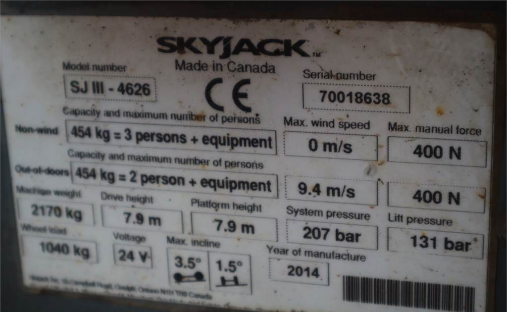 Saksilava SkyJack SJ4626 Electric, 10m Working Height, 454kg Capacit: kuva Saksilava SkyJack SJ4626 Electric, 10m Working Height, 454kg Capacit
