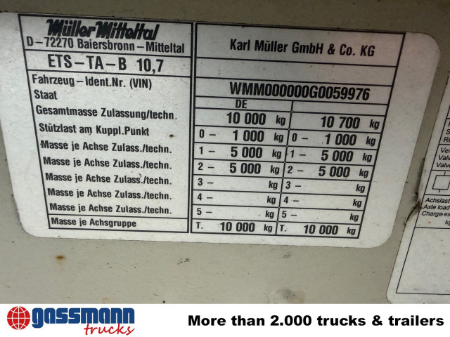 Müller-Mitteltal ETS-TA-B 10,7 - Apuvaunu perävaunu: kuva Müller-Mitteltal ETS-TA-B 10,7 - Apuvaunu perävaunu Müller-Mitteltal ETS-TA-B 10,7 - Apuvaunu perävaunu: kuva Müller-Mitteltal ETS-TA-B 10,7 - Apuvaunu perävaunu