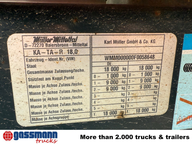 Müller-Mitteltal KA-TA-R 18.0, Alu-Bordwände, ca. 10m³ - Kippiauto perävaunu: kuva Müller-Mitteltal KA-TA-R 18.0, Alu-Bordwände, ca. 10m³ - Kippiauto perävaunu Müller-Mitteltal KA-TA-R 18.0, Alu-Bordwände, ca. 10m³ - Kippiauto perävaunu: kuva Müller-Mitteltal KA-TA-R 18.0, Alu-Bordwände, ca. 10m³ - Kippiauto perävaunu
