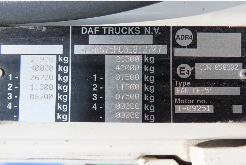 Kuorma-auto alusta DAF CF 75.310 6x2, DUTCH TRUCK, 4.20 wheelbasis: kuva Kuorma-auto alusta DAF CF 75.310 6x2, DUTCH TRUCK, 4.20 wheelbasis
