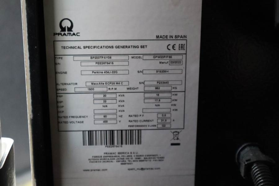 Sähkögeneraattori Pramac GPW20P Unused, Valid inspection, *Guarantee! Diese: kuva Sähkögeneraattori Pramac GPW20P Unused, Valid inspection, *Guarantee! Diese