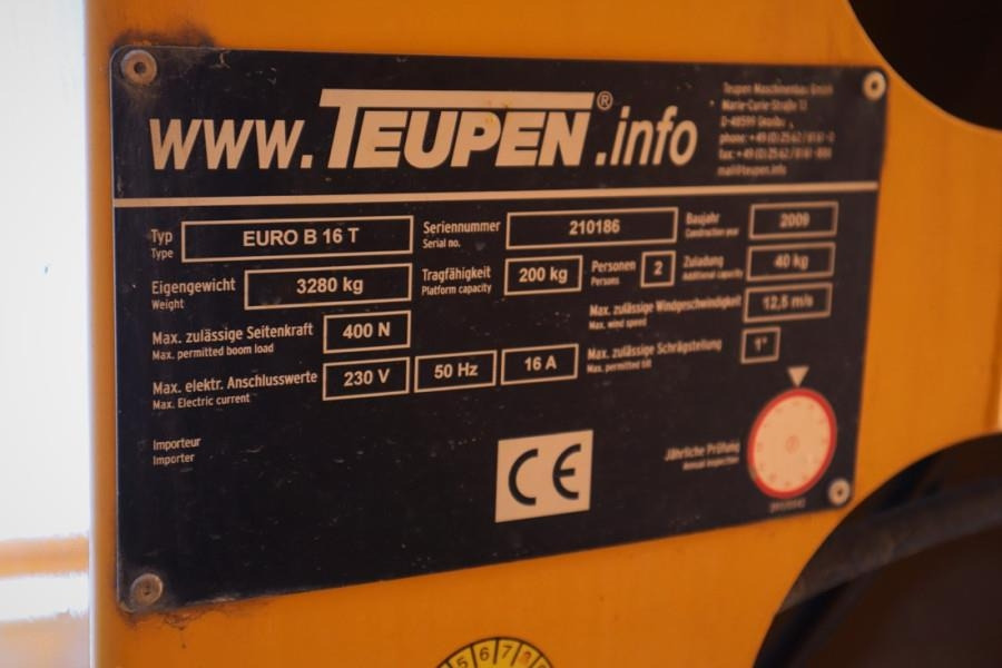 Teupen EURO B16T As-Is, Driving Licence B/3, Diesel, 16m - Itsekulkevat henkilönostimet: kuva Teupen EURO B16T As-Is, Driving Licence B/3, Diesel, 16m - Itsekulkevat henkilönostimet Teupen EURO B16T As-Is, Driving Licence B/3, Diesel, 16m - Itsekulkevat henkilönostimet: kuva Teupen EURO B16T As-Is, Driving Licence B/3, Diesel, 16m - Itsekulkevat henkilönostimet