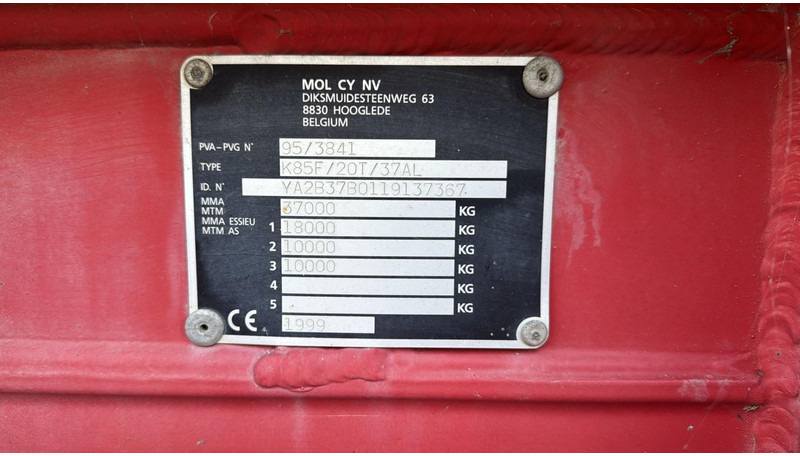 MOL KF85F/20T/37AI (BELGIAN TRAILER / DRUM BRAKES / FREINES TAMBOUR / BPW AXLES) - Kippiauto puoliperävaunu: kuva MOL KF85F/20T/37AI (BELGIAN TRAILER / DRUM BRAKES / FREINES TAMBOUR / BPW AXLES) - Kippiauto puoliperävaunu MOL KF85F/20T/37AI (BELGIAN TRAILER / DRUM BRAKES / FREINES TAMBOUR / BPW AXLES) - Kippiauto puoliperävaunu: kuva MOL KF85F/20T/37AI (BELGIAN TRAILER / DRUM BRAKES / FREINES TAMBOUR / BPW AXLES) - Kippiauto puoliperävaunu
