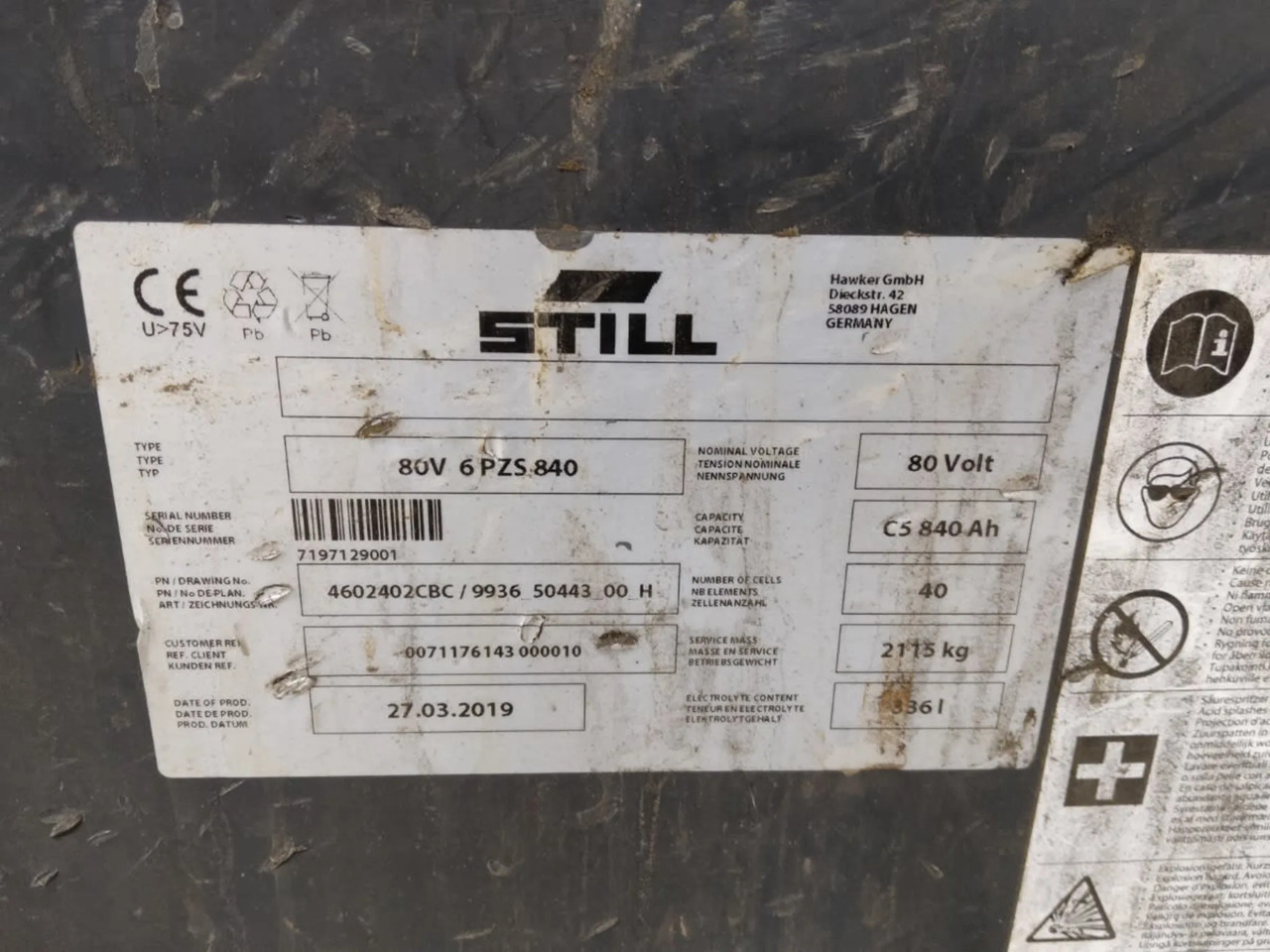 Hawker Battery 80V 840Ah - Akku - Materiaalinkäsittely: kuva Hawker Battery 80V 840Ah - Akku - Materiaalinkäsittely Hawker Battery 80V 840Ah - Akku - Materiaalinkäsittely: kuva Hawker Battery 80V 840Ah - Akku - Materiaalinkäsittely