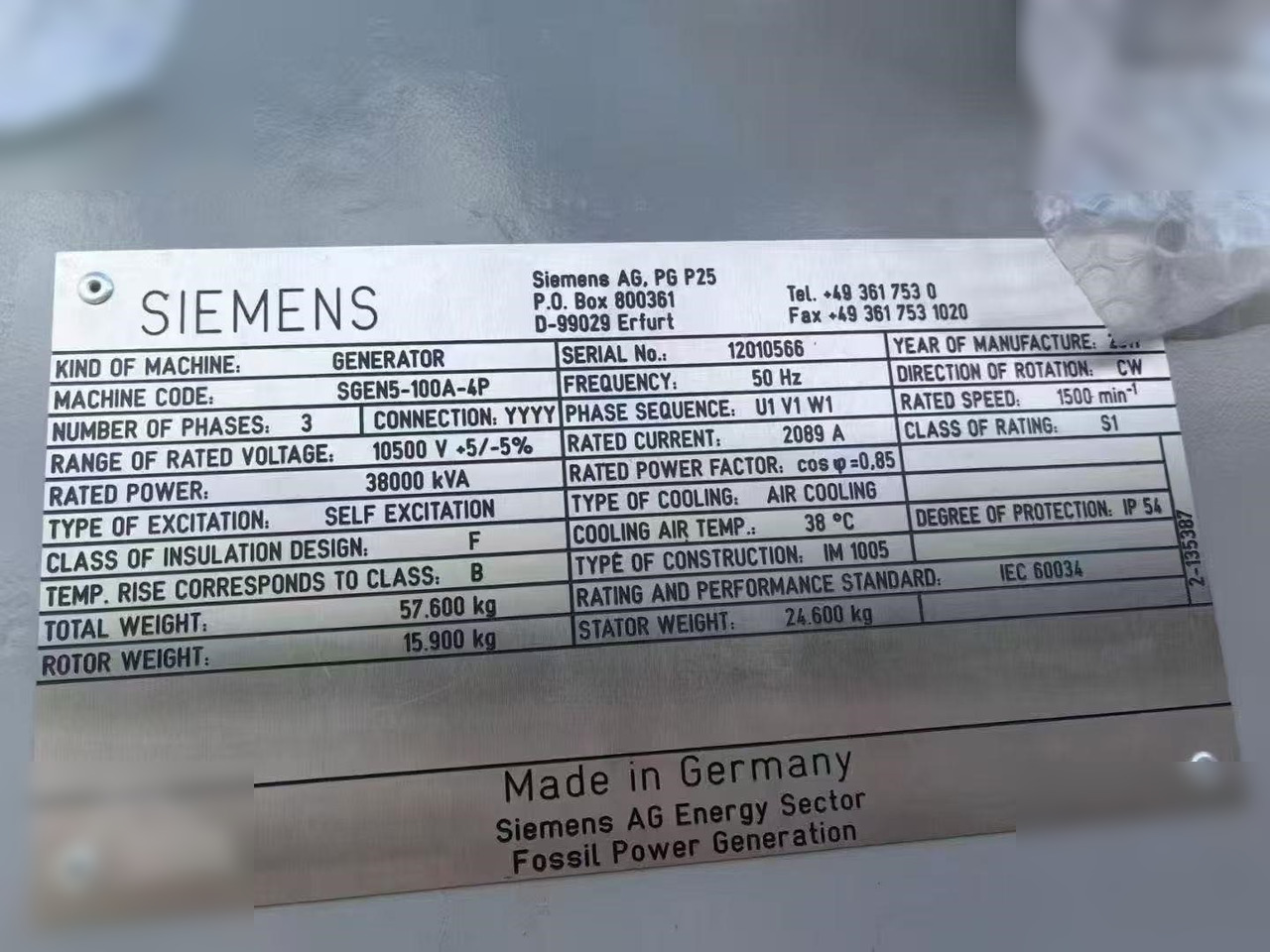 2011 SIEMENS SGEN5-100A - Sähkögeneraattori: kuva 2011 SIEMENS SGEN5-100A - Sähkögeneraattori 2011 SIEMENS SGEN5-100A - Sähkögeneraattori: kuva 2011 SIEMENS SGEN5-100A - Sähkögeneraattori