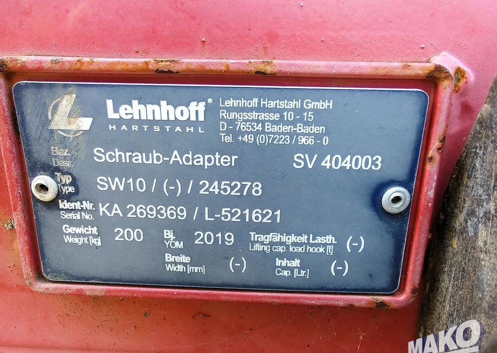 Adapter Lehnhoff MS10 SW10 HS10 - Lisälaitteet - Rakennuskoneet: kuva  Adapter Lehnhoff MS10 SW10 HS10 - Lisälaitteet - Rakennuskoneet Adapter Lehnhoff MS10 SW10 HS10 - Lisälaitteet - Rakennuskoneet: kuva  Adapter Lehnhoff MS10 SW10 HS10 - Lisälaitteet - Rakennuskoneet