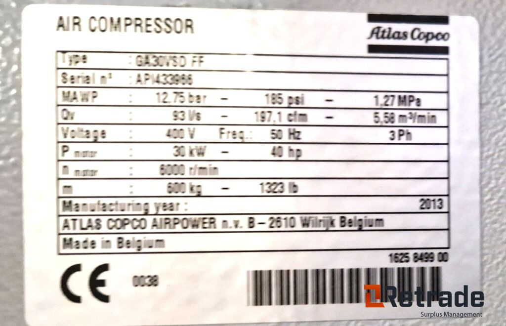 Atlas Copco GA 30 VSD FF SKRUEKOMPRESSOR - Teollisuuden kone: kuva Atlas Copco GA 30 VSD FF SKRUEKOMPRESSOR - Teollisuuden kone Atlas Copco GA 30 VSD FF SKRUEKOMPRESSOR - Teollisuuden kone: kuva Atlas Copco GA 30 VSD FF SKRUEKOMPRESSOR - Teollisuuden kone