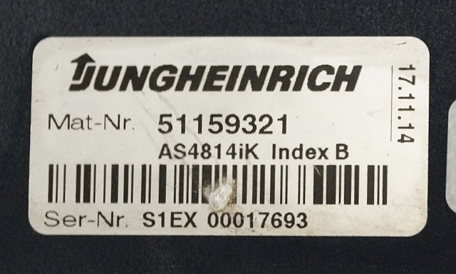 Jungheinrich 51159321 | Rij/hef regeling drive/lifting controller AS4814Ik Index - Ohjainyksikkö - Materiaalinkäsittely: kuva Jungheinrich 51159321 | Rij/hef regeling drive/lifting controller AS4814Ik Index - Ohjainyksikkö - Materiaalinkäsittely Jungheinrich 51159321 | Rij/hef regeling drive/lifting controller AS4814Ik Index - Ohjainyksikkö - Materiaalinkäsittely: kuva Jungheinrich 51159321 | Rij/hef regeling drive/lifting controller AS4814Ik Index - Ohjainyksikkö - Materiaalinkäsittely