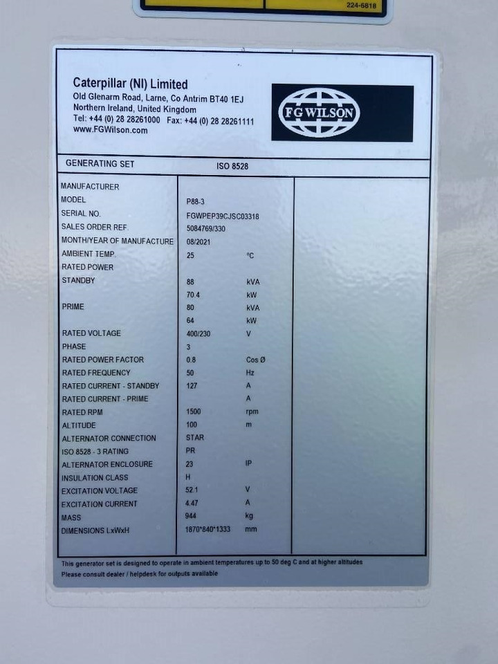 FG Wilson P88-3 - 88 kVA Open Genset - DPX-16007-O - Sähkögeneraattori: kuva FG Wilson P88-3 - 88 kVA Open Genset - DPX-16007-O - Sähkögeneraattori FG Wilson P88-3 - 88 kVA Open Genset - DPX-16007-O - Sähkögeneraattori: kuva FG Wilson P88-3 - 88 kVA Open Genset - DPX-16007-O - Sähkögeneraattori
