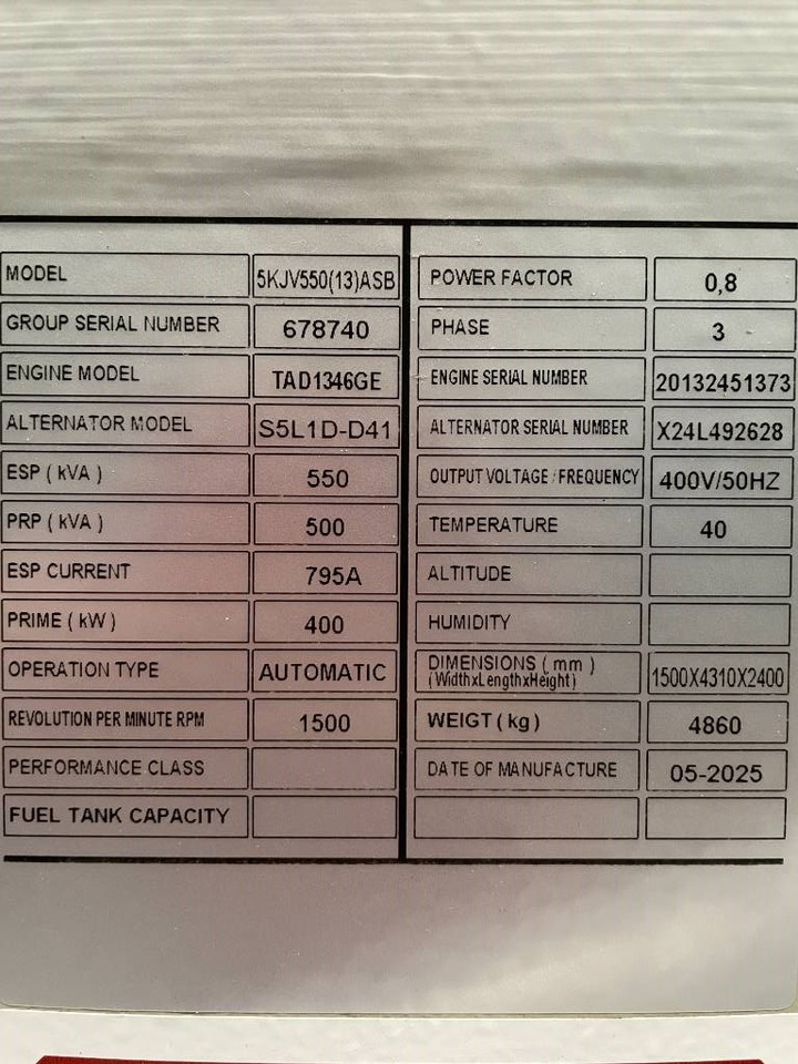 Volvo TAD1346GE - 550 kVA Generator - DPX-18882 - Sähkögeneraattori: kuva Volvo TAD1346GE - 550 kVA Generator - DPX-18882 - Sähkögeneraattori Volvo TAD1346GE - 550 kVA Generator - DPX-18882 - Sähkögeneraattori: kuva Volvo TAD1346GE - 550 kVA Generator - DPX-18882 - Sähkögeneraattori