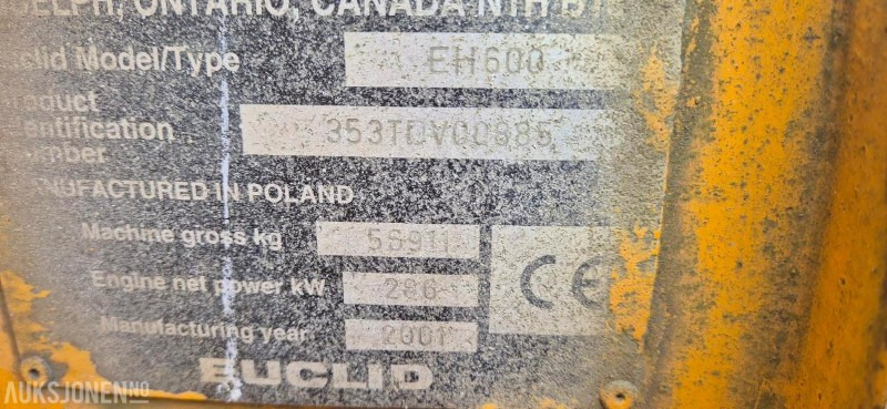 2001 EUCLID EH 600 - DUMPER - 20115 TIMER. - Dumpperi: kuva 2001 EUCLID EH 600 - DUMPER - 20115 TIMER. - Dumpperi 2001 EUCLID EH 600 - DUMPER - 20115 TIMER. - Dumpperi: kuva 2001 EUCLID EH 600 - DUMPER - 20115 TIMER. - Dumpperi