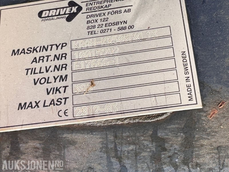 2012 Drivex KR500 BKL 13 Kranarm - 2 800 kg løftekapasitet - Lisälaitteet - Rakennuskoneet: kuva  2012 Drivex KR500 BKL 13 Kranarm - 2 800 kg løftekapasitet - Lisälaitteet - Rakennuskoneet 2012 Drivex KR500 BKL 13 Kranarm - 2 800 kg løftekapasitet - Lisälaitteet - Rakennuskoneet: kuva  2012 Drivex KR500 BKL 13 Kranarm - 2 800 kg løftekapasitet - Lisälaitteet - Rakennuskoneet