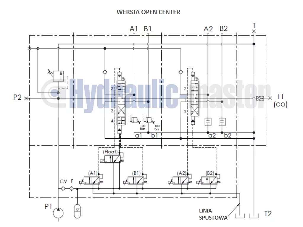 Traktori - etukuormain - Kuorma-auto Joystick + AKON LVM92 Proportional Valve 90 L/Min 2 Sections for Loader, Closed: kuva Traktori - etukuormain - Kuorma-auto Joystick + AKON LVM92 Proportional Valve 90 L/Min 2 Sections for Loader, Closed