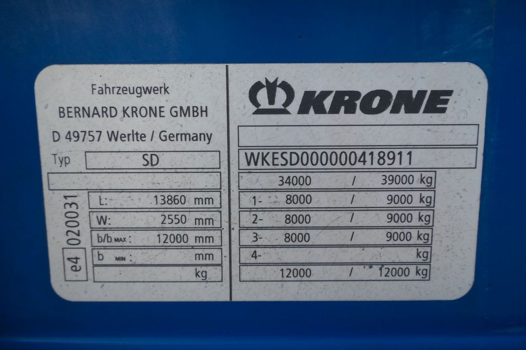 Pressukapellipuoliperävaunu Krone FIRANKA / STANDARD / SAF / SPROWADZONA: kuva Pressukapellipuoliperävaunu Krone FIRANKA / STANDARD / SAF / SPROWADZONA