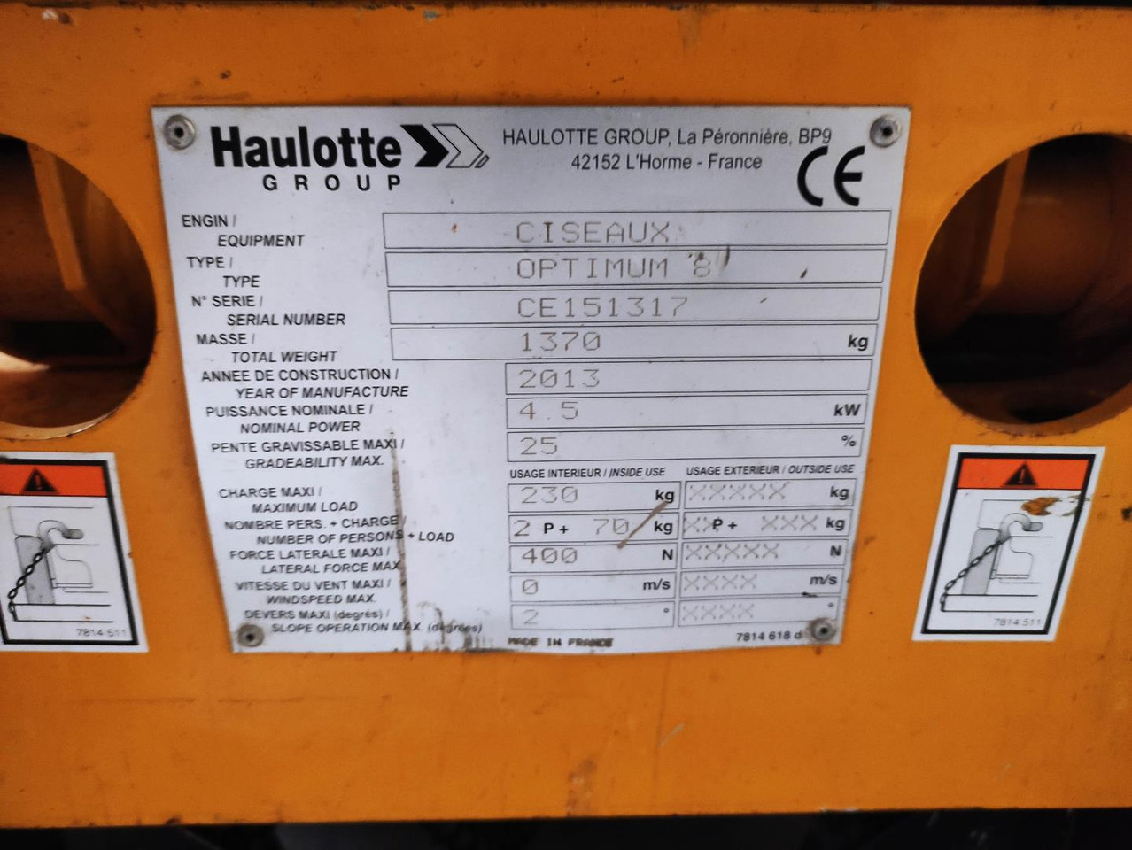 Haulotte OPTIMMM8 - Saksilava: kuva Haulotte OPTIMMM8 - Saksilava Haulotte OPTIMMM8 - Saksilava: kuva Haulotte OPTIMMM8 - Saksilava