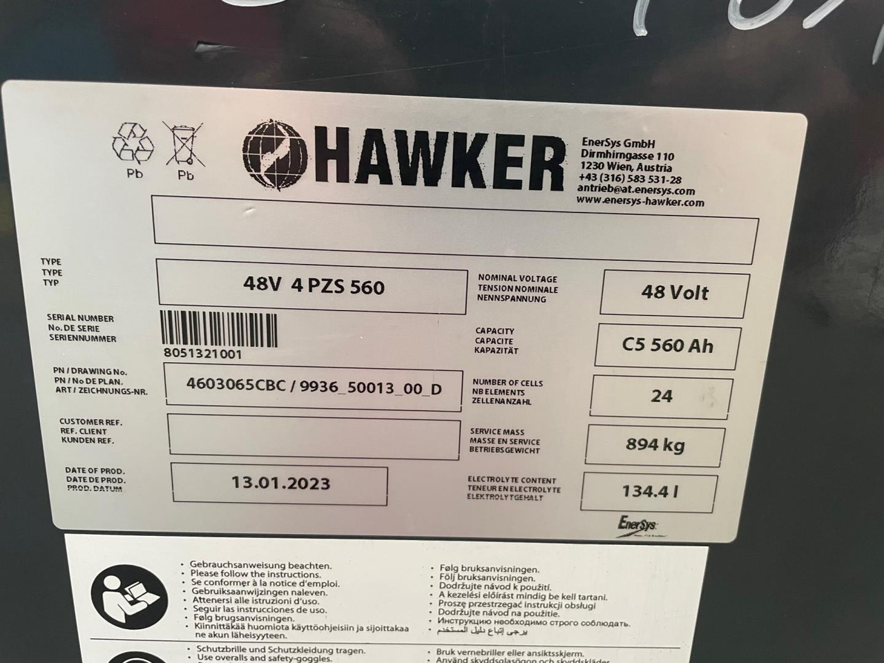 Hawker 48V 4 PZS 560 - Akku - Materiaalinkäsittely: kuva Hawker 48V 4 PZS 560 - Akku - Materiaalinkäsittely Hawker 48V 4 PZS 560 - Akku - Materiaalinkäsittely: kuva Hawker 48V 4 PZS 560 - Akku - Materiaalinkäsittely