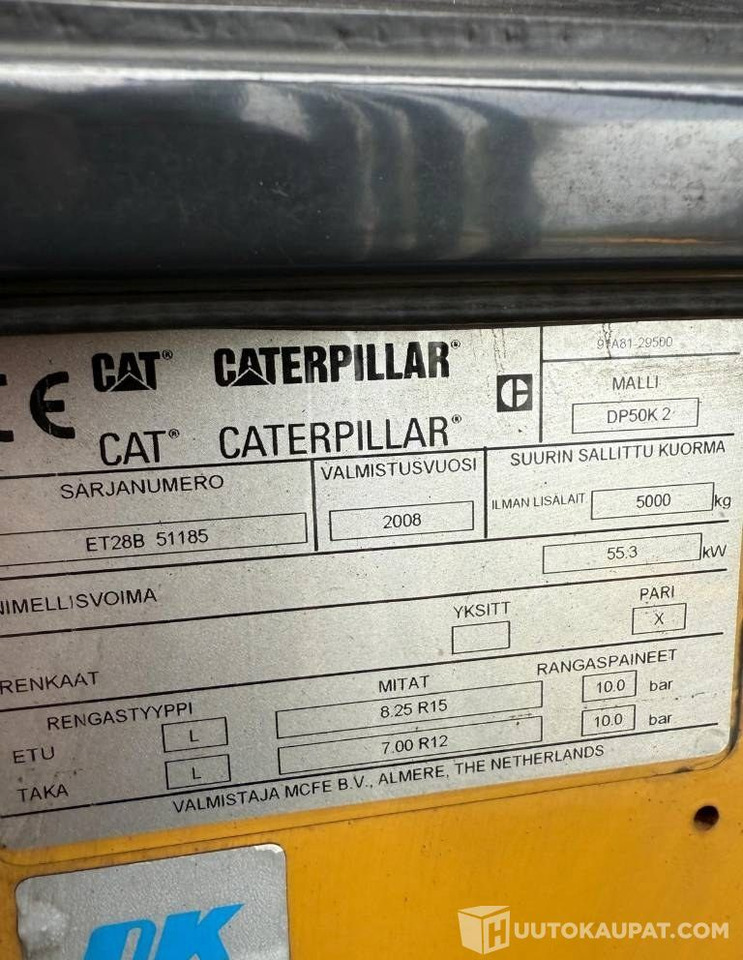 Cat DP50K2, 2008, 6 077 h Trukki, Lempäälä - Dieseltrukki: kuva Cat DP50K2, 2008, 6 077 h Trukki, Lempäälä - Dieseltrukki Cat DP50K2, 2008, 6 077 h Trukki, Lempäälä - Dieseltrukki: kuva Cat DP50K2, 2008, 6 077 h Trukki, Lempäälä - Dieseltrukki