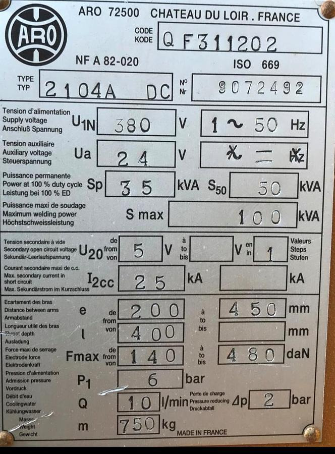 Punktschweißmaschine ARO - Hitsauslaite: kuva Punktschweißmaschine ARO - Hitsauslaite Punktschweißmaschine ARO - Hitsauslaite: kuva Punktschweißmaschine ARO - Hitsauslaite