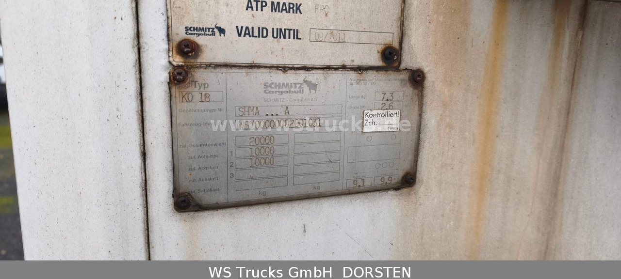 Schmitz Cargobull KO18 TKing SL 100 Rohrbahn Fleisch - Refrigeraattori perävaunu: kuva  Schmitz Cargobull KO18 TKing SL 100 Rohrbahn Fleisch - Refrigeraattori perävaunu Schmitz Cargobull KO18 TKing SL 100 Rohrbahn Fleisch - Refrigeraattori perävaunu: kuva  Schmitz Cargobull KO18 TKing SL 100 Rohrbahn Fleisch - Refrigeraattori perävaunu