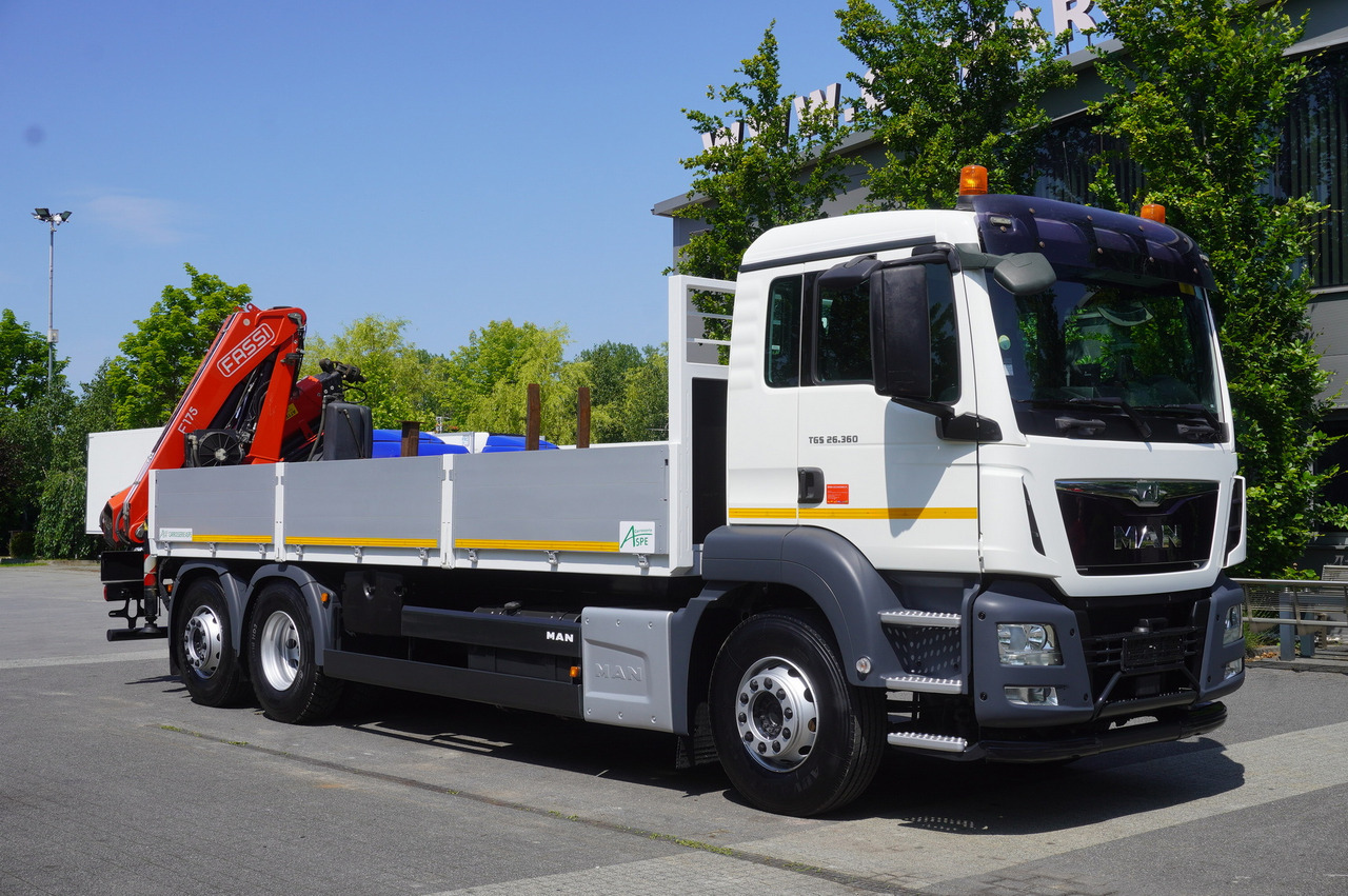 MAN TGS 26.360 Flatbed / Fassi F175 7.7 T / steered 3rd axle - Lava-kuorma-auto, Nosturiauto: kuva MAN TGS 26.360 Flatbed / Fassi F175 7.7 T / steered 3rd axle - Lava-kuorma-auto, Nosturiauto MAN TGS 26.360 Flatbed / Fassi F175 7.7 T / steered 3rd axle - Lava-kuorma-auto, Nosturiauto: kuva MAN TGS 26.360 Flatbed / Fassi F175 7.7 T / steered 3rd axle - Lava-kuorma-auto, Nosturiauto