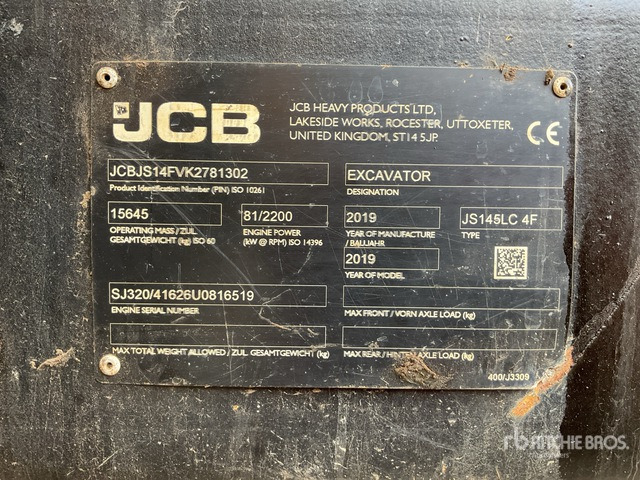 2019 JCB JS145LC Tracked Excavator - Telakaivukone: kuva 2019 JCB JS145LC Tracked Excavator - Telakaivukone 2019 JCB JS145LC Tracked Excavator - Telakaivukone: kuva 2019 JCB JS145LC Tracked Excavator - Telakaivukone