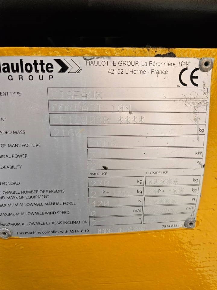 Haulotte Compact 10 N - Saksilava: kuva Haulotte Compact 10 N - Saksilava Haulotte Compact 10 N - Saksilava: kuva Haulotte Compact 10 N - Saksilava