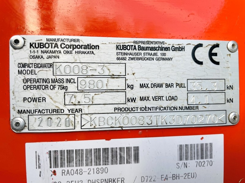 Kubota K008-3 (3727) - Minikuormaaja: kuva Kubota K008-3 (3727) - Minikuormaaja Kubota K008-3 (3727) - Minikuormaaja: kuva Kubota K008-3 (3727) - Minikuormaaja