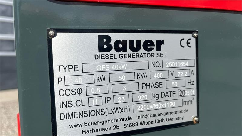Bauer GFS-40 ATS, 40 kW/50 kVA Fabriksny generator - Sähkögeneraattori: kuva Bauer GFS-40 ATS, 40 kW/50 kVA Fabriksny generator - Sähkögeneraattori Bauer GFS-40 ATS, 40 kW/50 kVA Fabriksny generator - Sähkögeneraattori: kuva Bauer GFS-40 ATS, 40 kW/50 kVA Fabriksny generator - Sähkögeneraattori