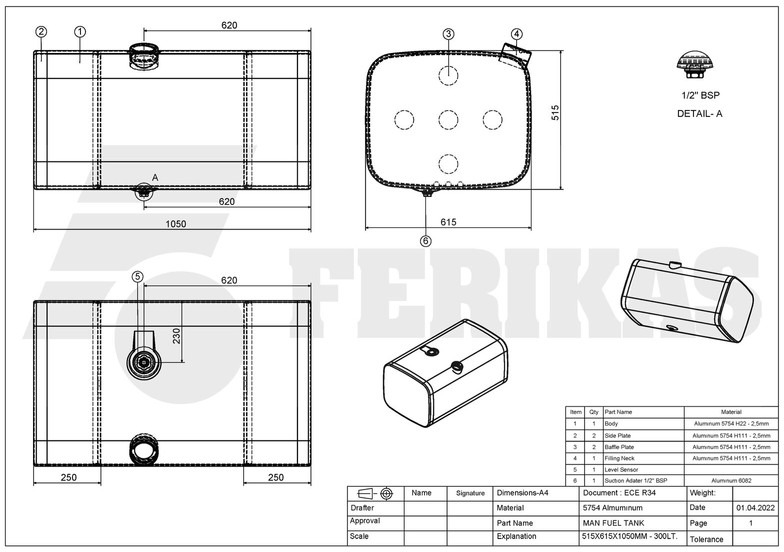 Uusi Polttoainetankki - Kuorma-auto MAN New aluminum fuel tank 300L: kuva Uusi Polttoainetankki - Kuorma-auto MAN New aluminum fuel tank 300L