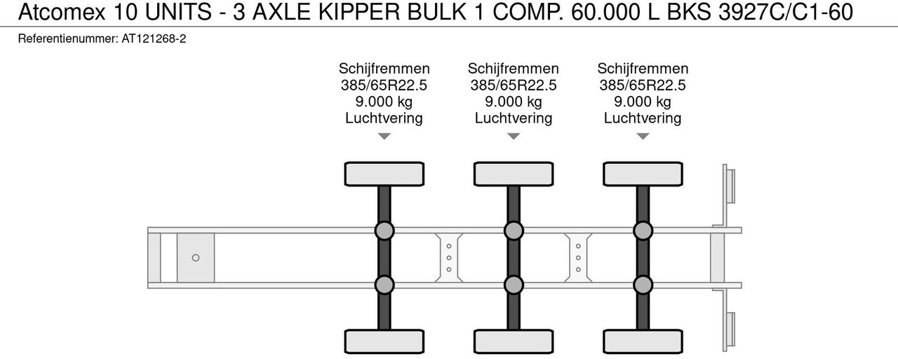 Atcomex 10 UNITS - 3 AXLE KIPPER BULK 1 COMP. 60 - Bulk-säiliöperävaunu: kuva Atcomex 10 UNITS - 3 AXLE KIPPER BULK 1 COMP. 60 - Bulk-säiliöperävaunu Atcomex 10 UNITS - 3 AXLE KIPPER BULK 1 COMP. 60 - Bulk-säiliöperävaunu: kuva Atcomex 10 UNITS - 3 AXLE KIPPER BULK 1 COMP. 60 - Bulk-säiliöperävaunu