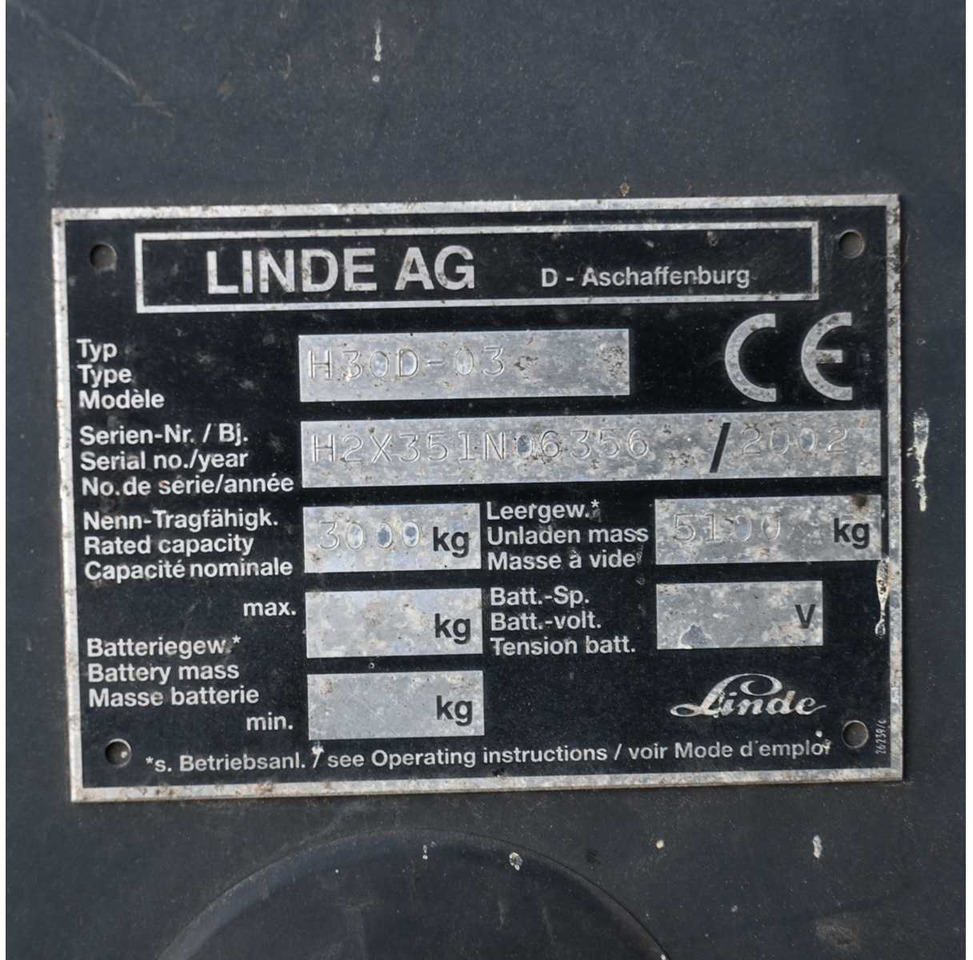 LINDE - 2002 - H30D-03 - FORKLIFT TRUCK - Vastapainotrukki: kuva LINDE - 2002 - H30D-03 - FORKLIFT TRUCK - Vastapainotrukki LINDE - 2002 - H30D-03 - FORKLIFT TRUCK - Vastapainotrukki: kuva LINDE - 2002 - H30D-03 - FORKLIFT TRUCK - Vastapainotrukki