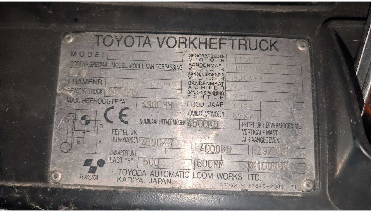 TOYOTA 02-7FG40 FORKLIFT TRUCK - Vastapainotrukki: kuva TOYOTA 02-7FG40 FORKLIFT TRUCK - Vastapainotrukki TOYOTA 02-7FG40 FORKLIFT TRUCK - Vastapainotrukki: kuva TOYOTA 02-7FG40 FORKLIFT TRUCK - Vastapainotrukki
