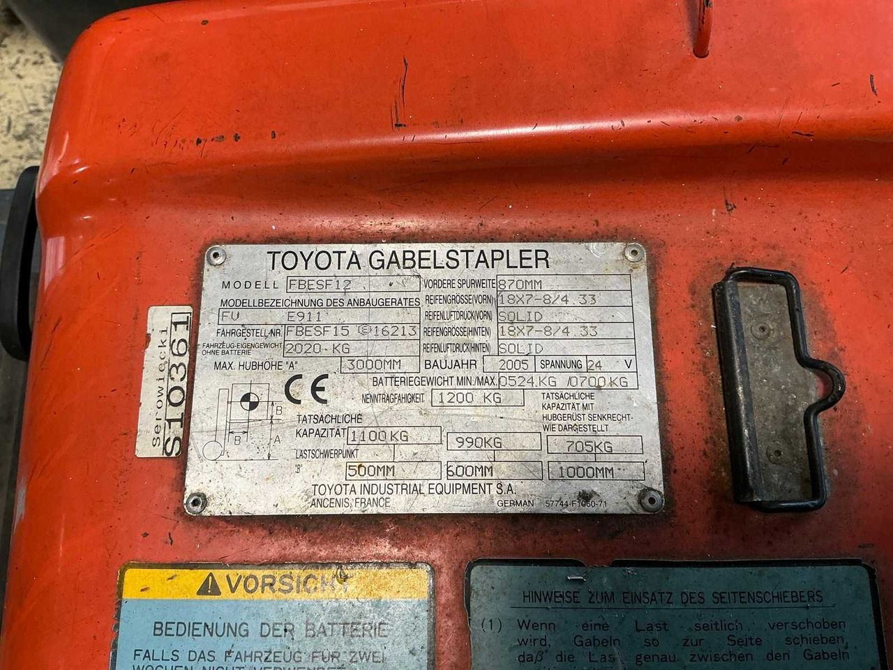 TOYOTA FBESF12 ELECTRIC FORKLIFT (2005) - Vastapainotrukki: kuva TOYOTA FBESF12 ELECTRIC FORKLIFT (2005) - Vastapainotrukki TOYOTA FBESF12 ELECTRIC FORKLIFT (2005) - Vastapainotrukki: kuva TOYOTA FBESF12 ELECTRIC FORKLIFT (2005) - Vastapainotrukki