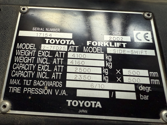Chariot élévateur frontal électrique TOYOTA 02-7FD25 - Sähkötrukki: kuva Chariot élévateur frontal électrique TOYOTA 02-7FD25 - Sähkötrukki Chariot élévateur frontal électrique TOYOTA 02-7FD25 - Sähkötrukki: kuva Chariot élévateur frontal électrique TOYOTA 02-7FD25 - Sähkötrukki