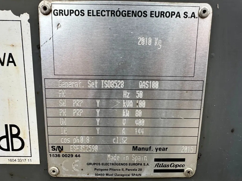 Atlas-Copco QAS 100 Perkins Leroy Somer 100 kVA Silent Rental generatorset - Sähkögeneraattori: kuva Atlas-Copco QAS 100 Perkins Leroy Somer 100 kVA Silent Rental generatorset - Sähkögeneraattori Atlas-Copco QAS 100 Perkins Leroy Somer 100 kVA Silent Rental generatorset - Sähkögeneraattori: kuva Atlas-Copco QAS 100 Perkins Leroy Somer 100 kVA Silent Rental generatorset - Sähkögeneraattori