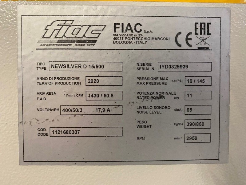 Fiac NewSilver D 15 / 500 NewSilver D 15 / 500 - 1430 L / min 11 kW 10 bar Elektrische Schroefcompressor + Droger - Ilmakompressori: kuva Fiac NewSilver D 15 / 500 NewSilver D 15 / 500 - 1430 L / min 11 kW 10 bar Elektrische Schroefcompressor + Droger - Ilmakompressori Fiac NewSilver D 15 / 500 NewSilver D 15 / 500 - 1430 L / min 11 kW 10 bar Elektrische Schroefcompressor + Droger - Ilmakompressori: kuva Fiac NewSilver D 15 / 500 NewSilver D 15 / 500 - 1430 L / min 11 kW 10 bar Elektrische Schroefcompressor + Droger - Ilmakompressori