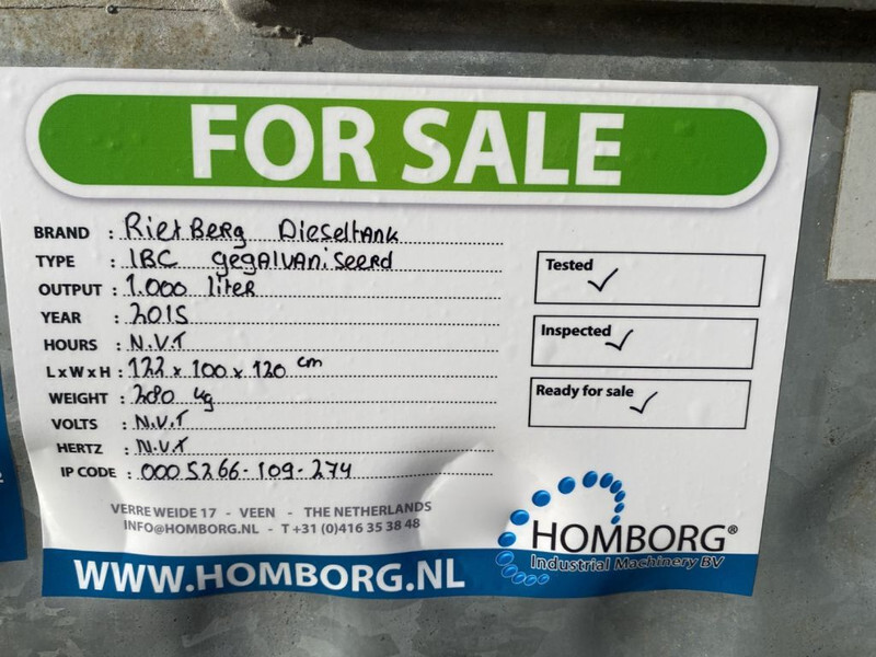 Varastosäiliö IBC Rietberg 1000 liter IBC Dieseltank Gegalvaniseerd: kuva Varastosäiliö IBC Rietberg 1000 liter IBC Dieseltank Gegalvaniseerd