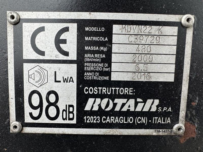Rotair MDVN 22 K Kubota 2000 L / min 6.5 Bar Mobiele Diesel Compressor as New ! - Ilmakompressori: kuva Rotair MDVN 22 K Kubota 2000 L / min 6.5 Bar Mobiele Diesel Compressor as New ! - Ilmakompressori Rotair MDVN 22 K Kubota 2000 L / min 6.5 Bar Mobiele Diesel Compressor as New ! - Ilmakompressori: kuva Rotair MDVN 22 K Kubota 2000 L / min 6.5 Bar Mobiele Diesel Compressor as New ! - Ilmakompressori