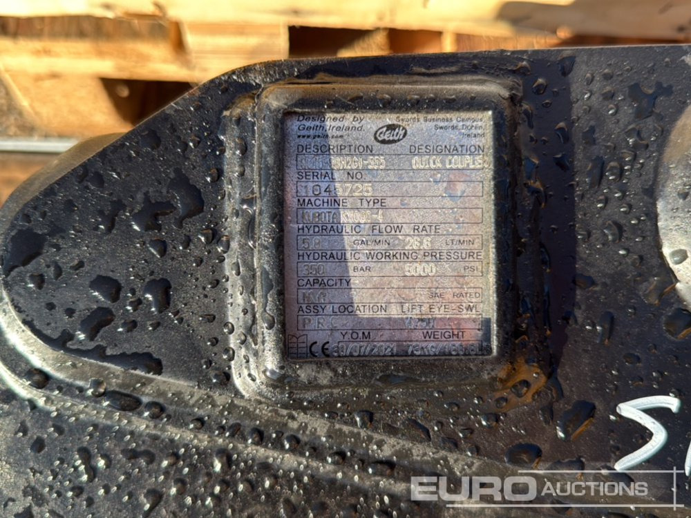 Geith Quick Coupler QC45-50H2G4-555 to suit Kubota KX080-4 (S/Ns 1045725, 1061012, 1053631, 1045727, 1045728) (5 of) - Pikaliitin: kuva Geith Quick Coupler QC45-50H2G4-555 to suit Kubota KX080-4 (S/Ns 1045725, 1061012, 1053631, 1045727, 1045728) (5 of) - Pikaliitin Geith Quick Coupler QC45-50H2G4-555 to suit Kubota KX080-4 (S/Ns 1045725, 1061012, 1053631, 1045727, 1045728) (5 of) - Pikaliitin: kuva Geith Quick Coupler QC45-50H2G4-555 to suit Kubota KX080-4 (S/Ns 1045725, 1061012, 1053631, 1045727, 1045728) (5 of) - Pikaliitin