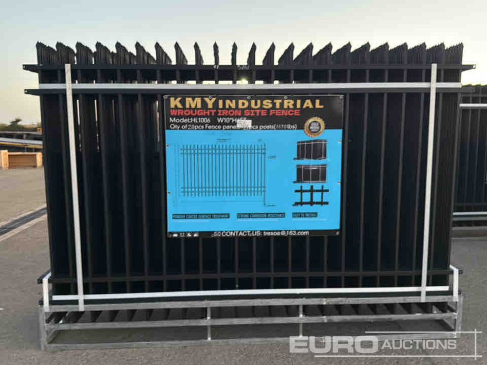Unused 2025 KMY Industrial Iron Site Fence, Qty (20 of) Fence Panels, (21 of) Posts (W10XH6') Powder Coated Surface - Työkalu/ Laitteet: kuva Unused 2025 KMY Industrial Iron Site Fence, Qty (20 of) Fence Panels, (21 of) Posts (W10XH6') Powder Coated Surface - Työkalu/ Laitteet Unused 2025 KMY Industrial Iron Site Fence, Qty (20 of) Fence Panels, (21 of) Posts (W10XH6') Powder Coated Surface - Työkalu/ Laitteet: kuva Unused 2025 KMY Industrial Iron Site Fence, Qty (20 of) Fence Panels, (21 of) Posts (W10XH6') Powder Coated Surface - Työkalu/ Laitteet