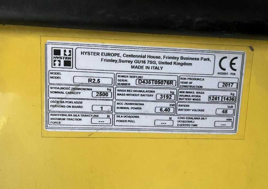 Hyster R2.5 - Työntömastotrukki: kuva Hyster R2.5 - Työntömastotrukki Hyster R2.5 - Työntömastotrukki: kuva Hyster R2.5 - Työntömastotrukki