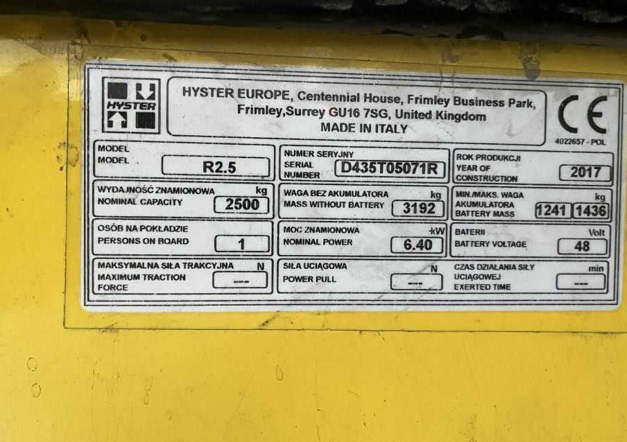 Hyster R2.5 - Työntömastotrukki: kuva Hyster R2.5 - Työntömastotrukki Hyster R2.5 - Työntömastotrukki: kuva Hyster R2.5 - Työntömastotrukki